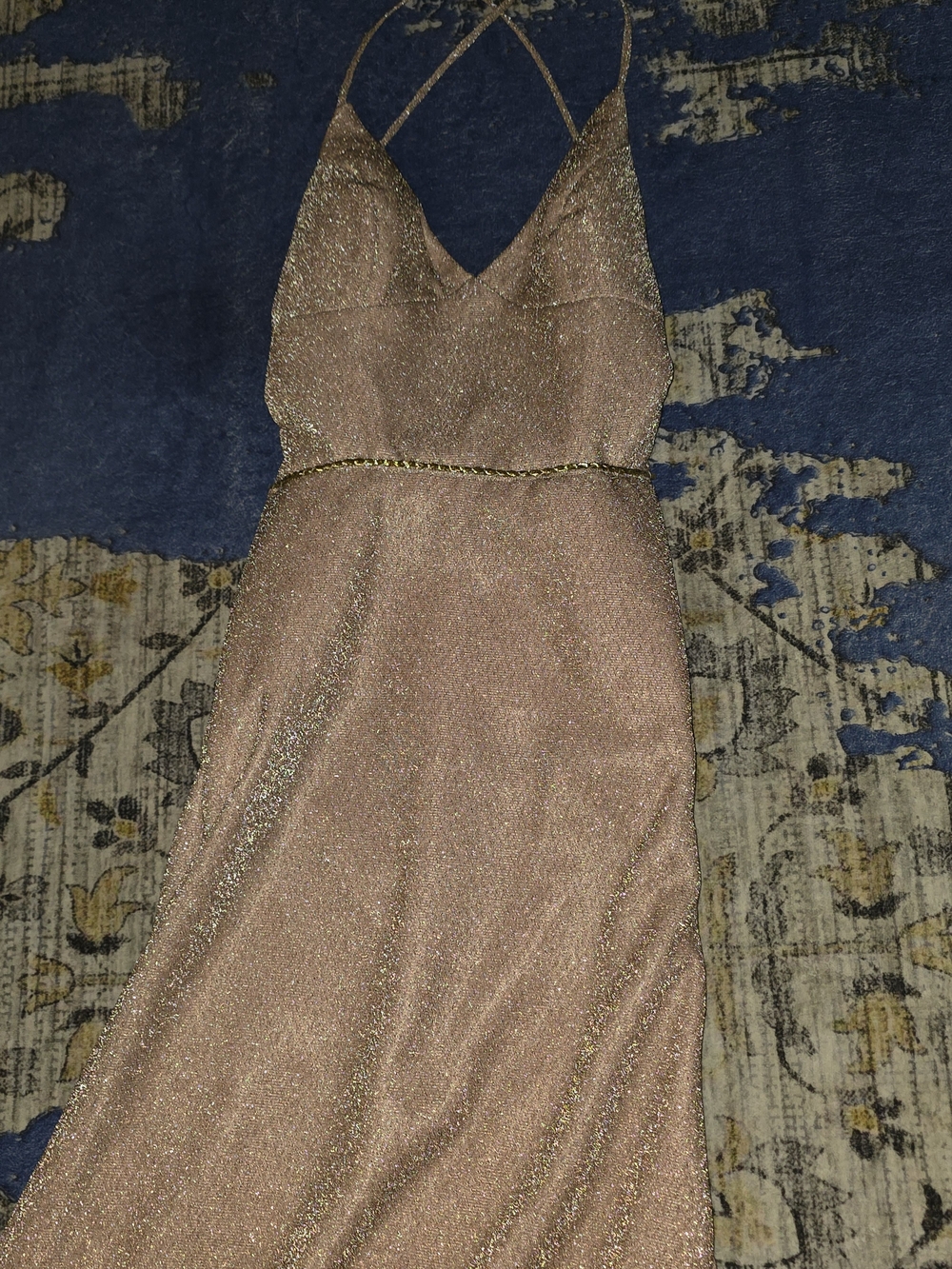 Sparkling Rose Gold Slip Dress with Spaghetti Straps